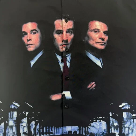 VTG 90s Y2K Dragonfly Goodfellas Mobster Button-Up Shirt - Picture 3 of 4